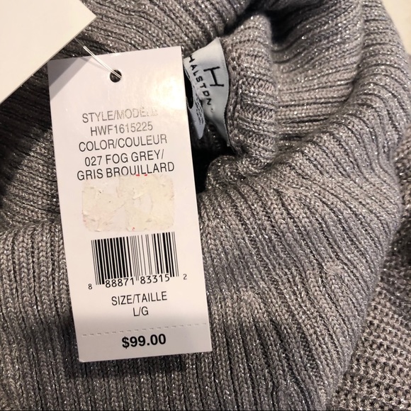 NWT H Halston Grey Turtleneck Sweater Silver Tunic - Picture 4 of 7